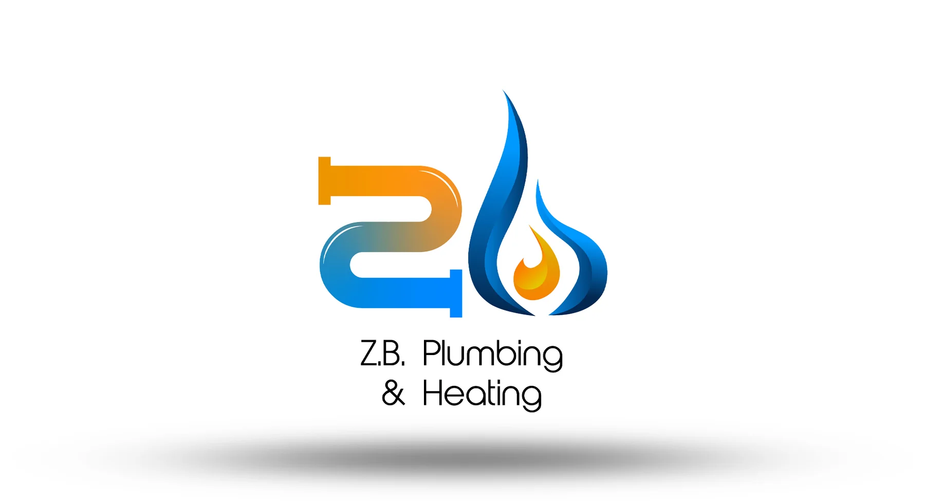 Full gradient Z.B. Plumbing and Heating logo presentation