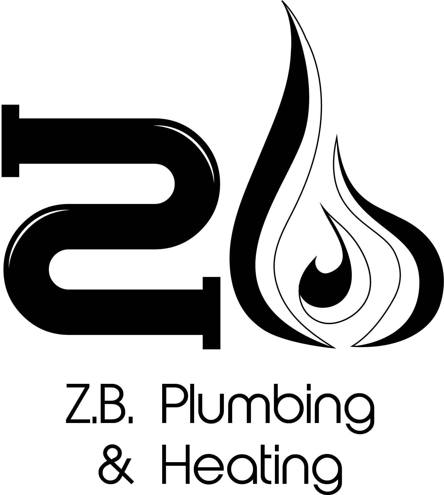 Single-colour black Z.B. Plumbing and Heating logo