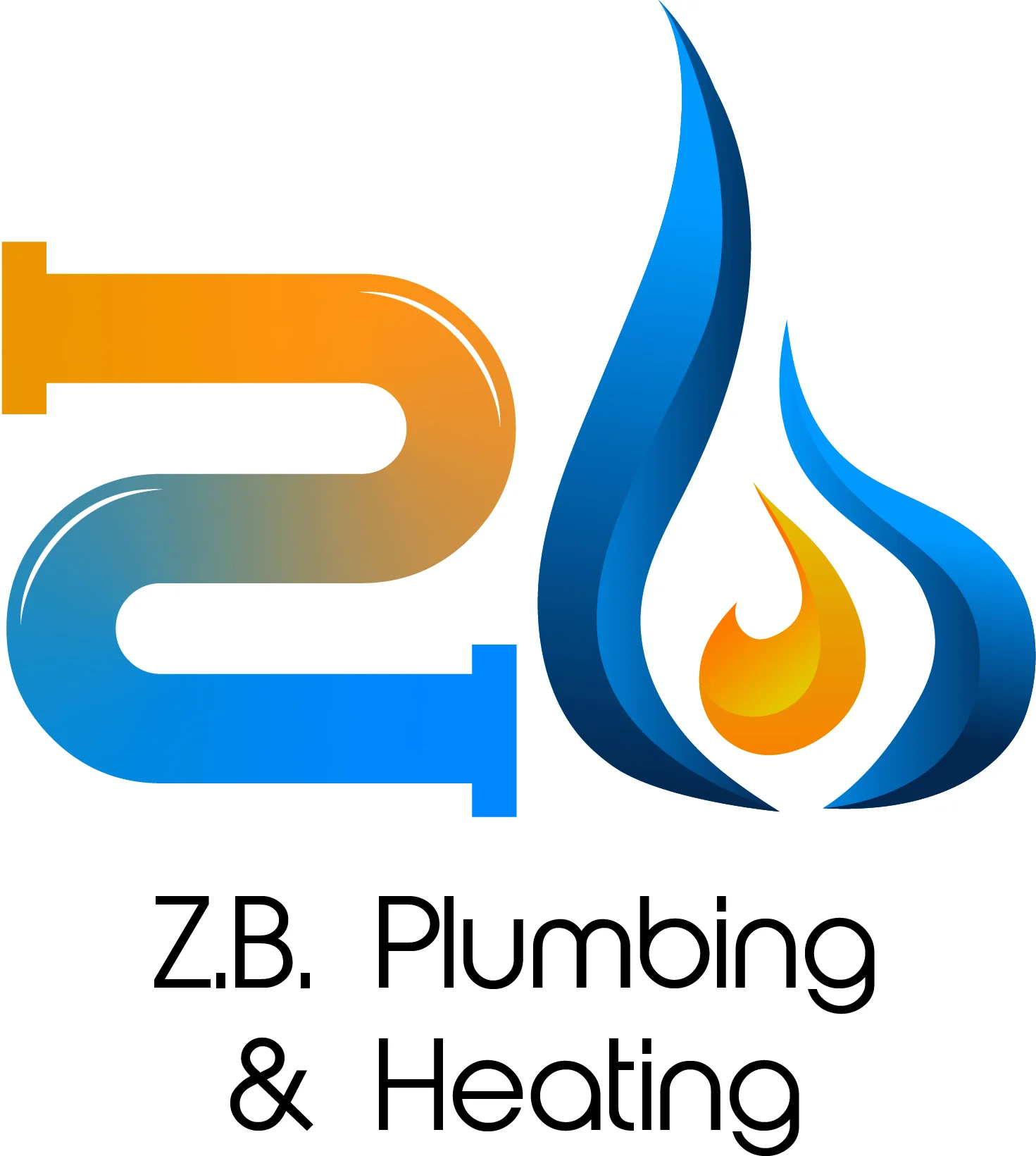 Close-up gradient Z.B. pipe and flame logo mark